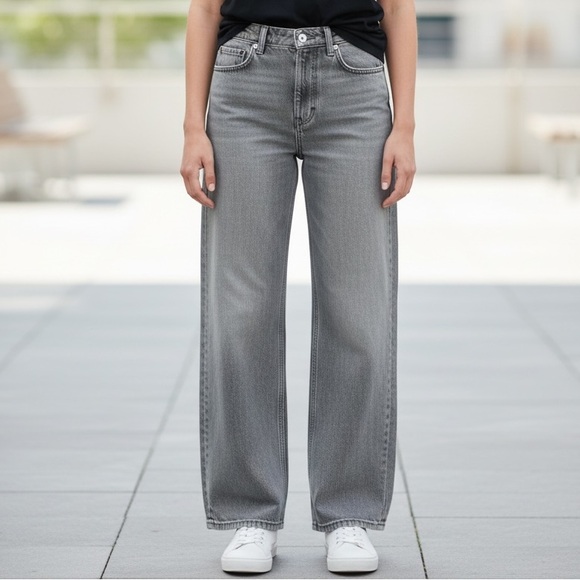 Zara Other - Zara Gray Denim Jeans High Rise Wide Leg Distressed Boys Girls size 12-13